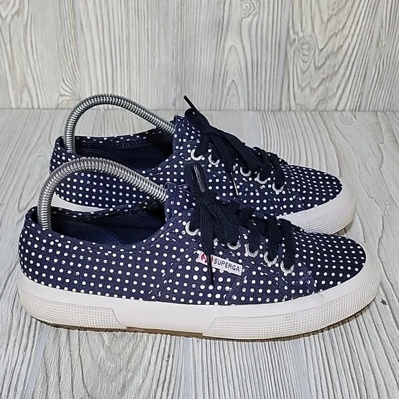 Superga Navy Polka Dot Sneakers - Picture 2 of 11